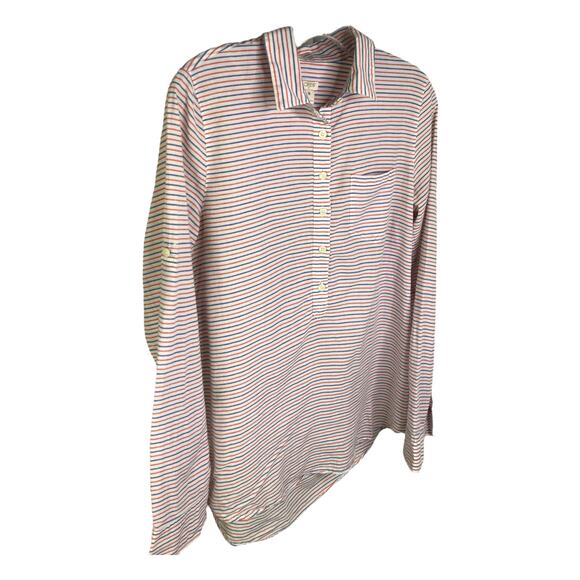J.Crew Shirt Wmns Sz M Multicolor Striped Sheer  3/4 Button Down Coverup Summer - Picture 4 of 9
